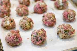 Meatballs ready to go in the oven
