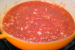 Tomato sauce simmering
