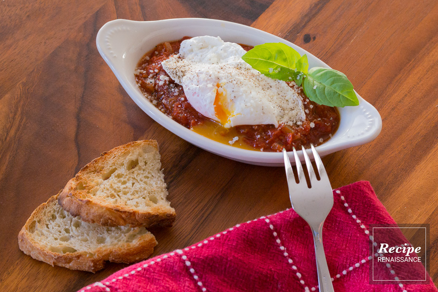 Tomato, Onion And Smoked Paprika Sauce With Poached Eggs