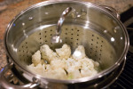 Cauliflower florets steaming